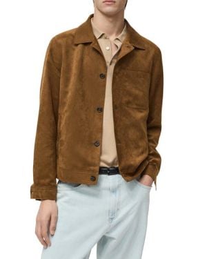 Mango Faux Suede Overshirt - Brown