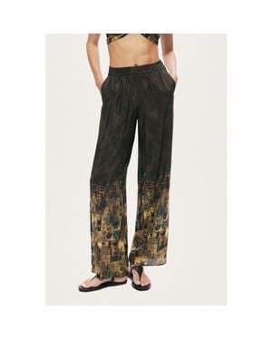 Nocturne Printed Straight-Leg Pants - Black