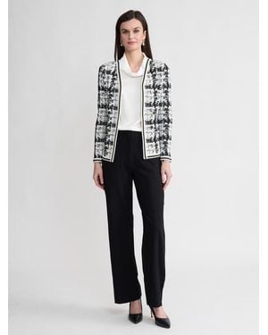 Misook Tailored Faux Double Breasted Knit Jacket - White