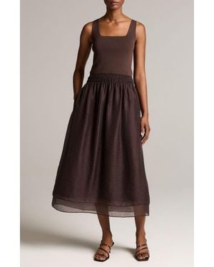 Vince Square Neck Sleeveless Midi Dress - Brown