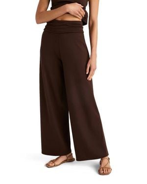 Haven Well Within Organic Cotton Modal Foldover Wide Leg Pants - Brown
