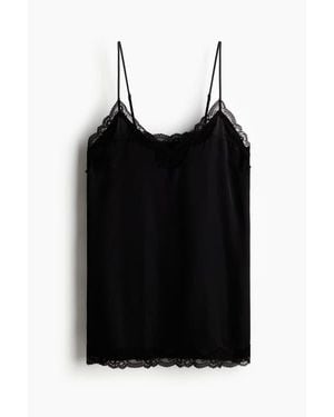 H&M Lace-Trimmed Satin Nightslip - Black