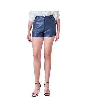 Endless Rose Faux Leather Shorts - Blue