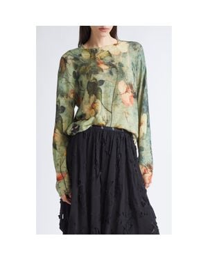 R13 Ripped Floral Cashmere Sweater - Green