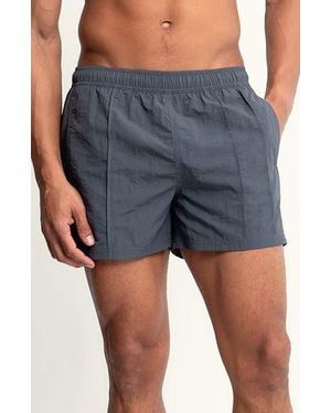 AUTO-REPLY™ Sebastian Vertical Pintuck 4-Inch Nylon Swim Trunks - Blue