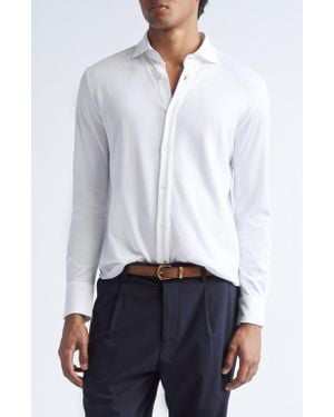 Eleventy Dandy Jersey Button-Up Shirt - White