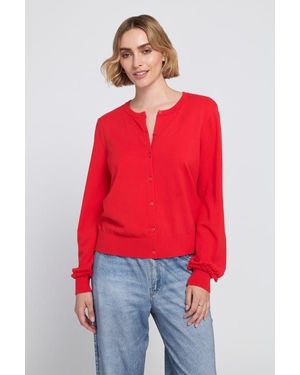 Elle Collection Fine Gauge Light Weight Cardigan Sweater - Red