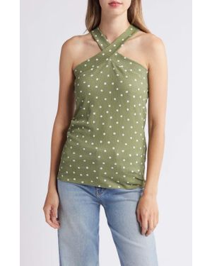 Loveappella Polka Dot Halter Top - Green