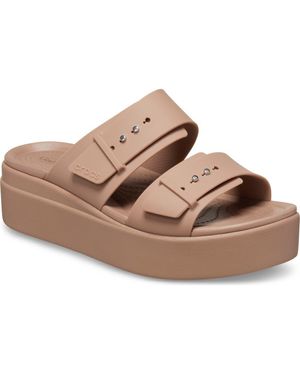 Crocs™ Brooklyn Wedge Slide Sandal - Brown