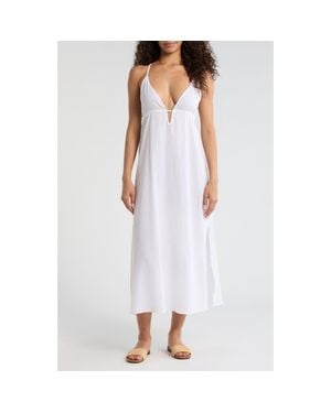 Sanctuary Crinkle Gauze Cover-Up Midi Dress - White