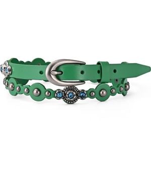 Old Trend Rosa Genuine Leather Embellished Vintage Inspired Belt - Green