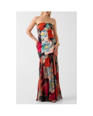 Marciano Roma Print Strapless Gown - Red
