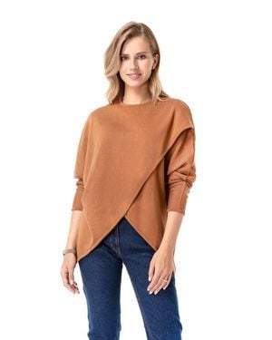 Accouchée Let Loose Crossover Long Sleeve Maternity/Nursing Knit Top - Blue