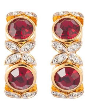 Susan Caplan 1980S Vintage D'Orlan Ruby Crystal Clip-On Earrings - Purple