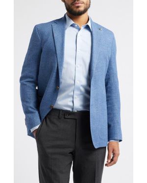 Jack Victor Hampton Textured Cotton & Linen Blend Sport Coat - Blue