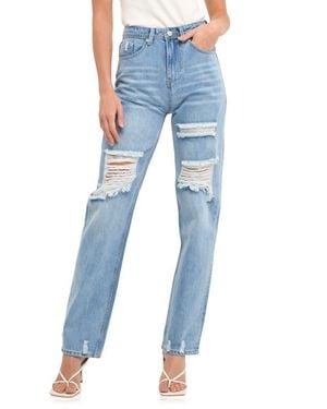 Grey Lab Destroyed Straight Leg Jeans - Blue