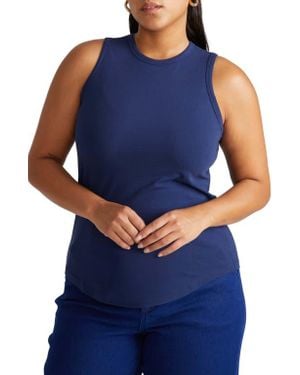 UNIVERSAL STANDARD Cai Stretch Pima Cotton Tank - Blue