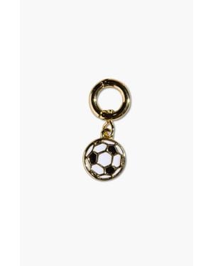 Nickel & Suede Soccer Ball Charm - White