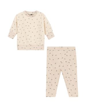 Bebe Bella Firefly Velour 2 Piece Long Sleeve Top And Leggings Set - Natural