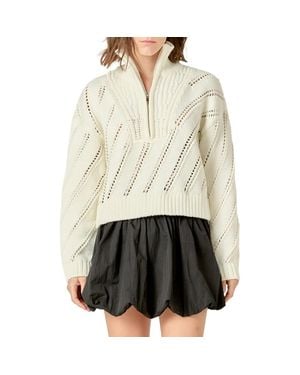 English Factory Half-Zip Sweater - White