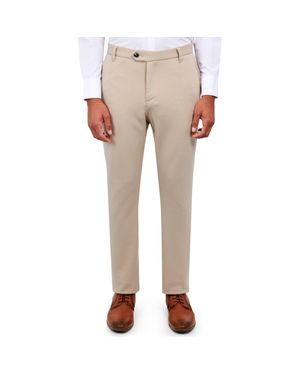 Brooklyn Brigade Slim Fit Straight Leg Performance Knit Dress Pants - Natural