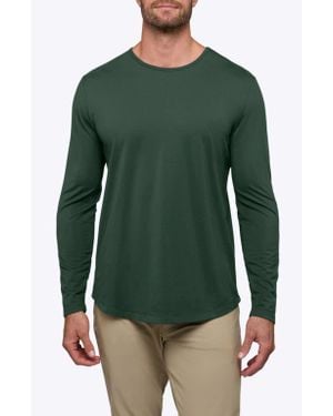 Cuts Ao Curved Hem Long Sleeve T-Shirt - Green
