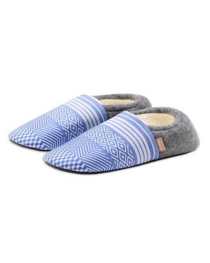 feel good Laidback Slipper Artisan Woven Indoor Closed Heel House Shoes - Blue