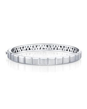 Michael M Block Hinged Bangle Bracelet - White