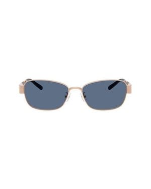 Tory Burch 55Mm Gradient Polarized Rectangular Sunglasses - Blue