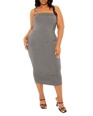 Buxom Couture Tube Midi Dress - Gray