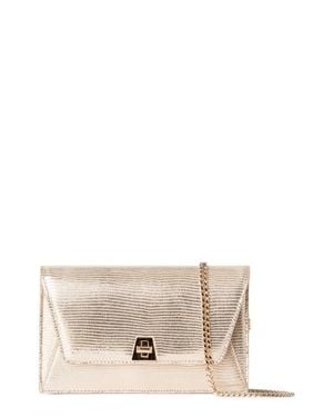 Akris Anouk Metallic Lizard Embossed Leather Crossbody Bag - Natural