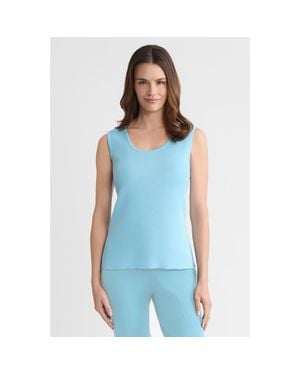 Ming Wang Mid Length Scoop Neck Knit Tank - Blue