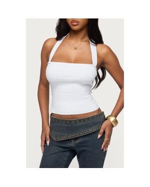 Edikted Esmerela Bandage Crop Halter Top - White