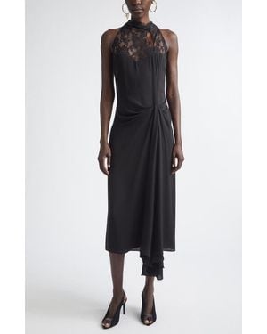 Valentino Lace Yoke Silk Georgette Gown - Black