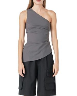 Grey Lab One-Shoulder Pleated Top - Blue