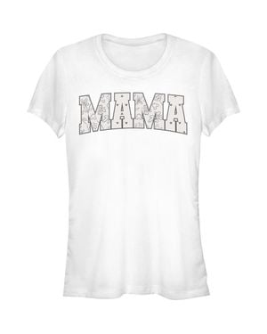 Mickey & Friends Junior's Collegiate Mama Patterns T-Shirt - White