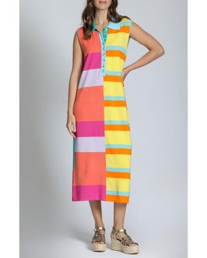 Apny Stripe Polo Dress - White
