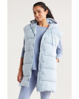 Zella Longline Hooded Puffer Vest - Blue