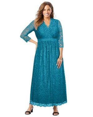 Jessica London Stretch Lace Maxi Dress - Blue
