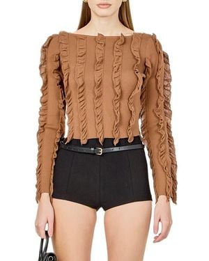 Endless Rose Ruffle Rib Knit Top - Black