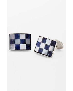 David Donahue Checkerboard Cuff Links - Blue