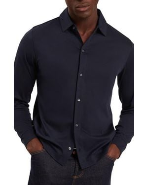 Ted Baker Quillon Knit Cotton Button-Up Shirt - Blue