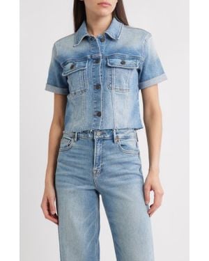 Hidden Jeans Short Sleeve Crop Denim Jacket - Blue