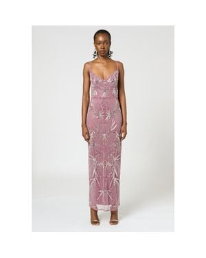 Beauut Occasion Embellished Sequin Beaded Adjustable Strap Evening Dress - Pink