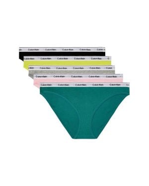 Calvin Klein Assorted 5-Pack Logo Bikinis - Green