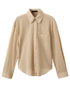 Mango Checkered Cotton Button-Up Shirt - Natural