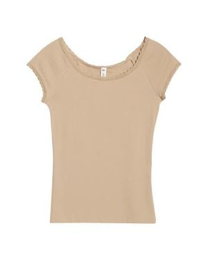 BP. Lace Trim Cotton Blend T-Shirt - Natural