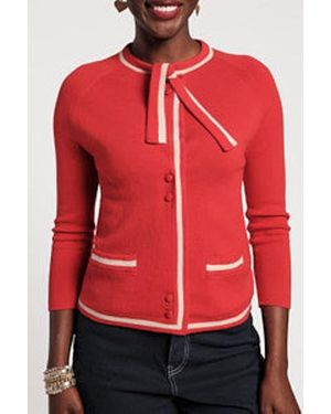 Frances Valentine Border Tie Neck Cardigan - Red
