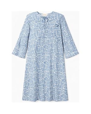 Noni Daily Geo Swim Dress Short Sleeve Above Knee Swim Dress - Blue
