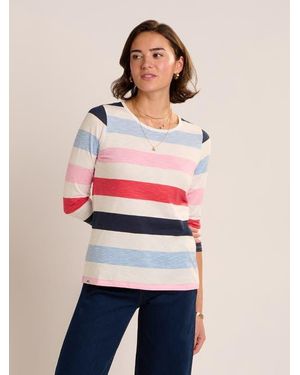 Brakeburn Coast Striped 3/4 Sleeve T-Shirt - Pink